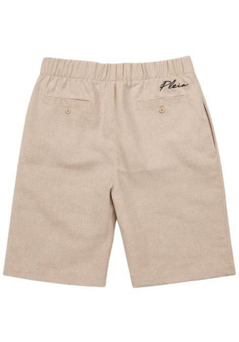 Sand-colored linen Bermuda shorts for children Philipp Plein | BBE251SABBIA